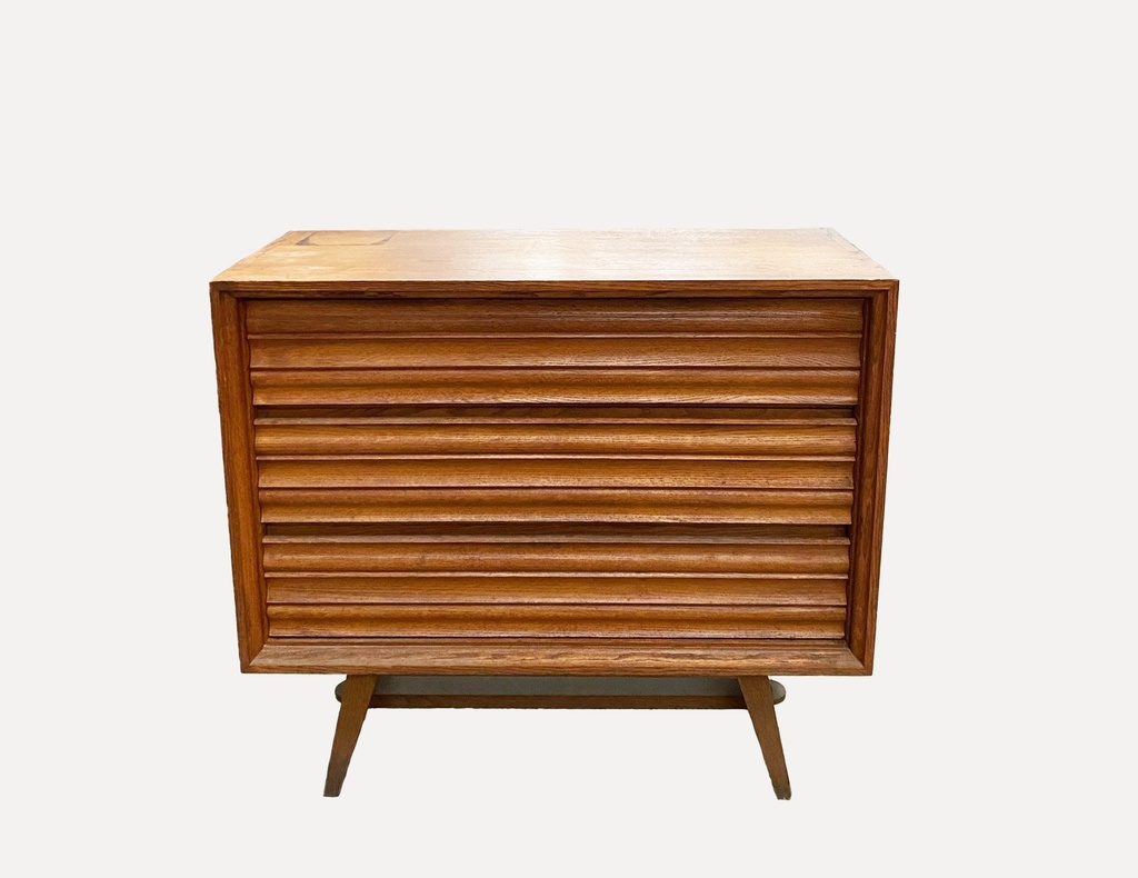 Mid-Century Modern Louvered Wood Cabinet