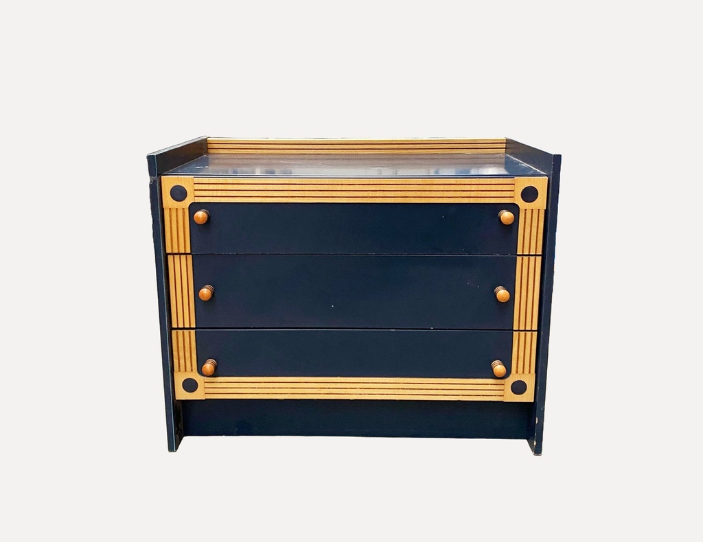 Art Deco Black and Gold Three-Drawer Chest