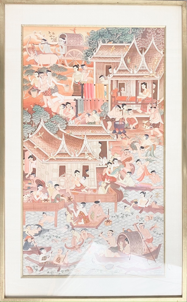 Traditional Thai Village Life Scene