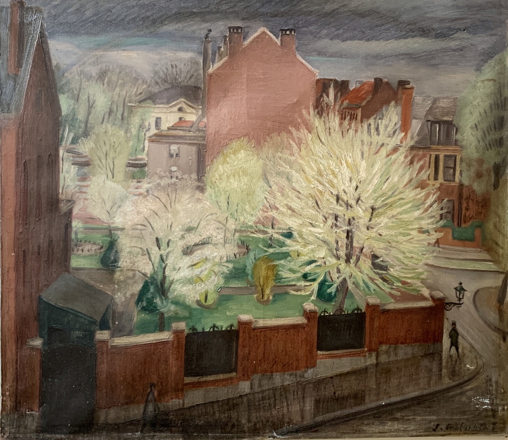 Spring Garden Behind Red Brick Walls