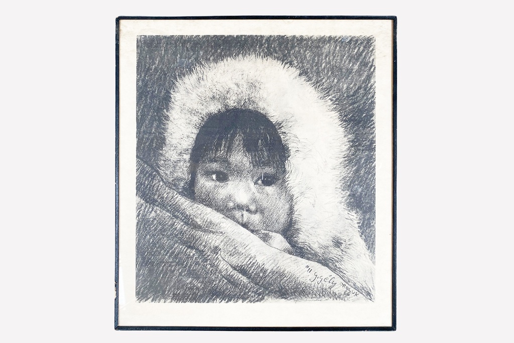 Charcoal Sketch of Fur Collar and Draped Fabric