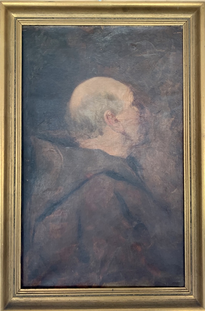"Oil Portrait of a Man in Profile with Gold Frame"
