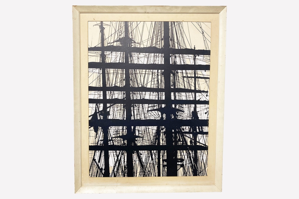 Silhouette of Sailing Ship Rigging in Frame