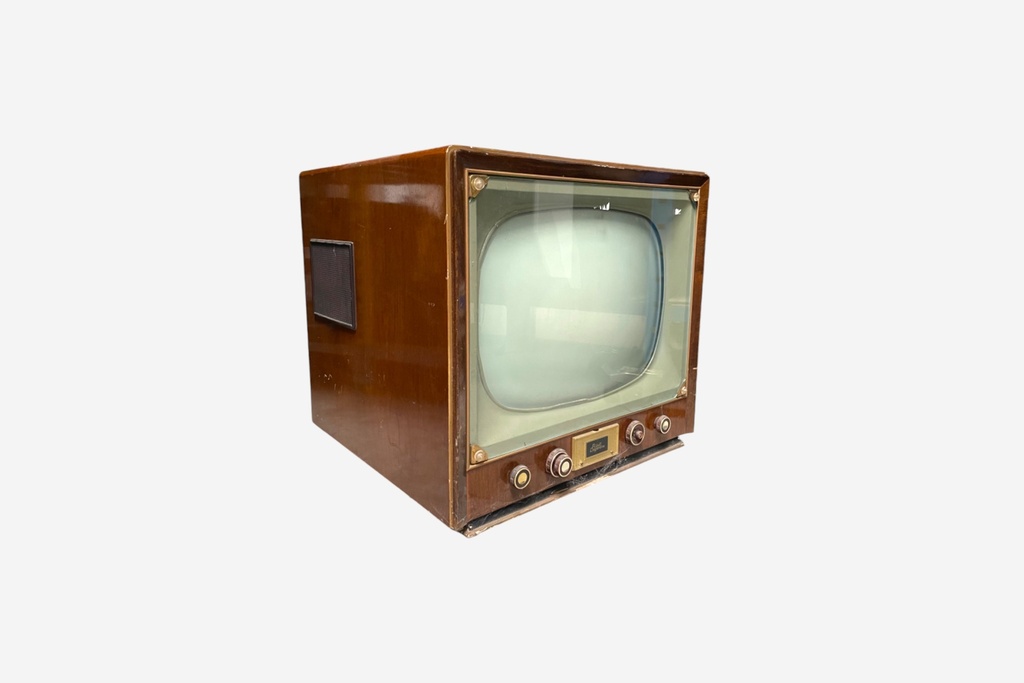 Mid-Century Box Television with Woodgrain Cabinet