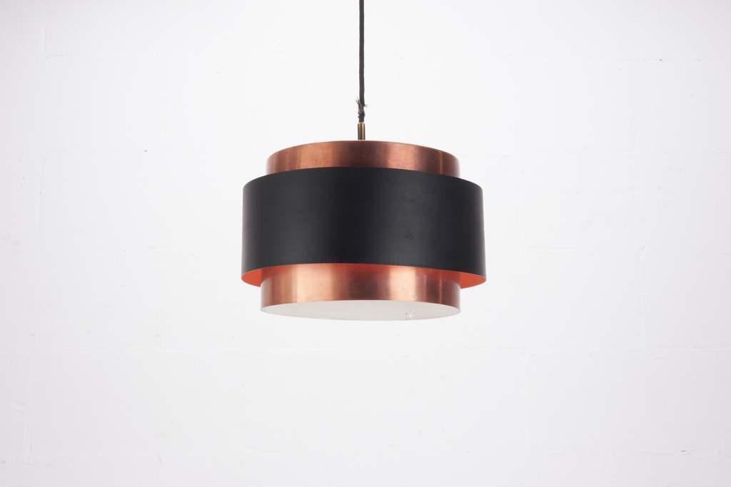 Mid-Century Modern Black and Copper Pendant Light