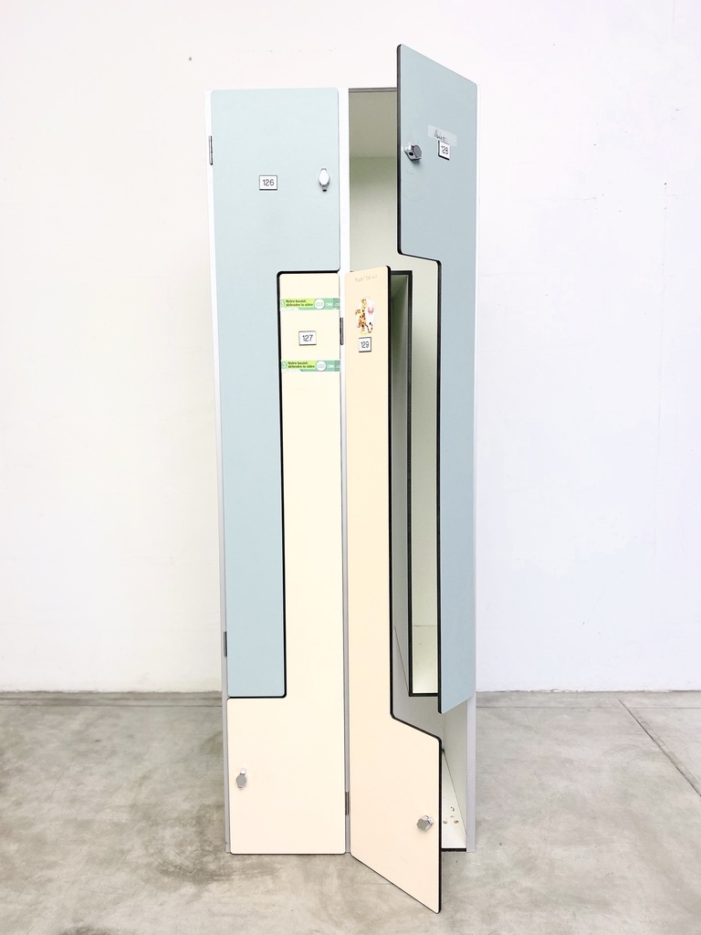 Pastel Two-Tone Locker Set with Open Doors