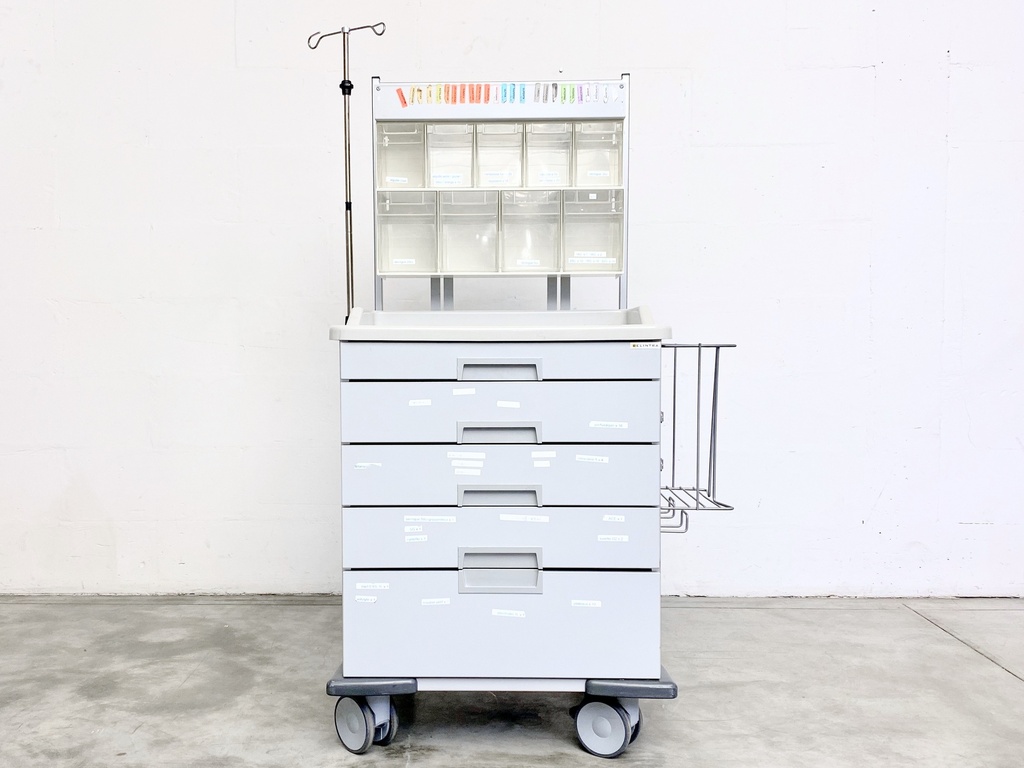 Hospital Supply Cart with IV Stand and Medication Organizer