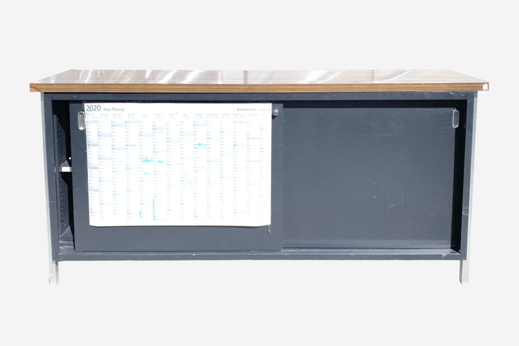 Industrial Black Sliding Door Cabinet with 2020 Wall Planner
