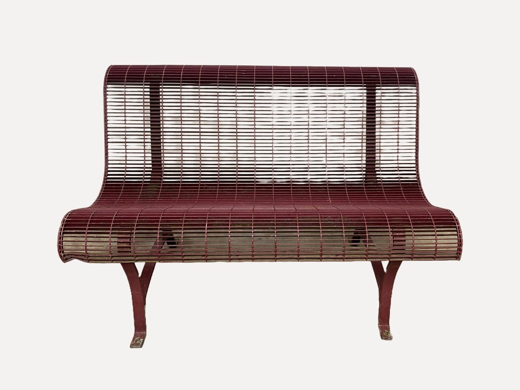 Vintage Red Wire Mesh Bench