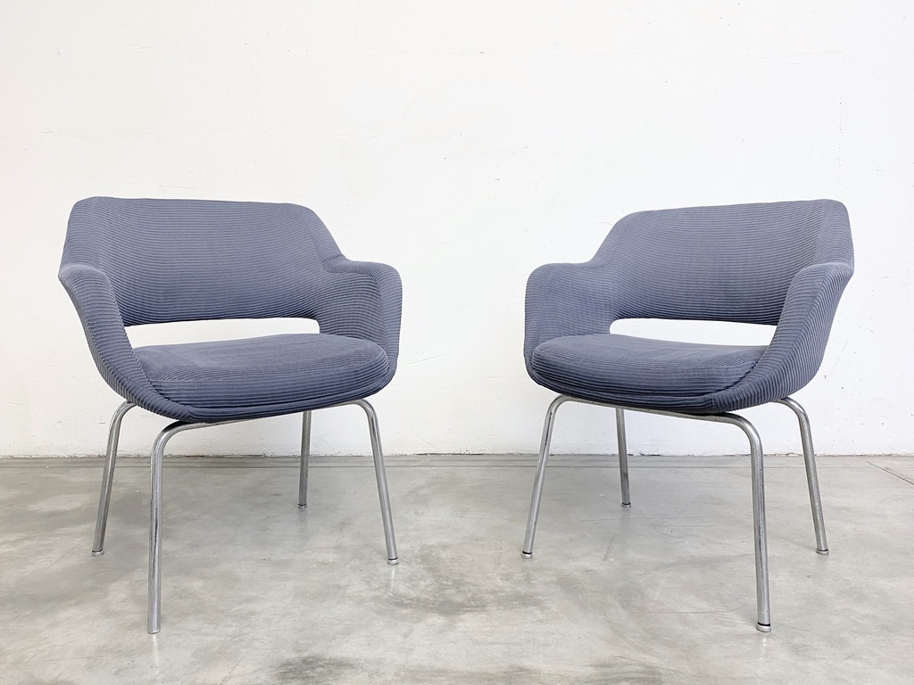 Knoll Blue Corduroy Accent Chairs