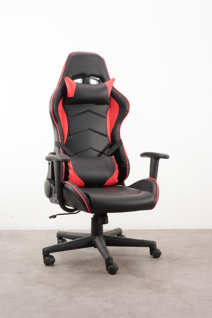 Racing-Style Gaming Chair with Red Accents