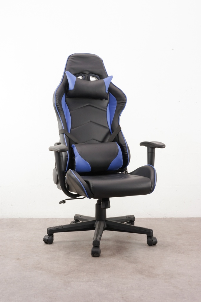 Black and Blue Gaming Chair with Lumbar Support