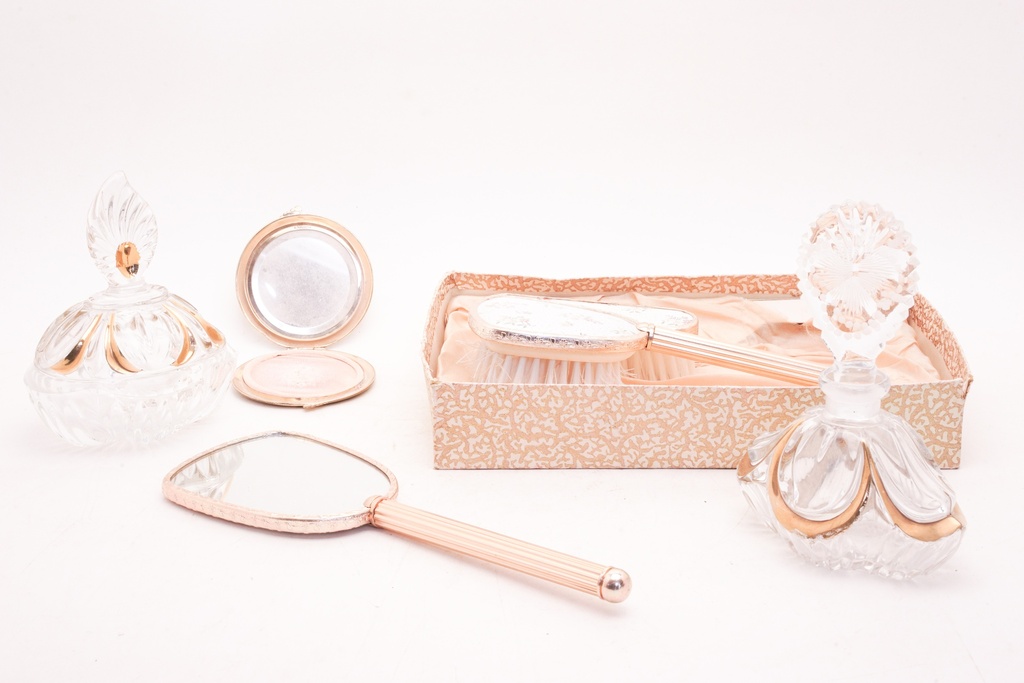 Vintage Vanity Set with Gold Accents