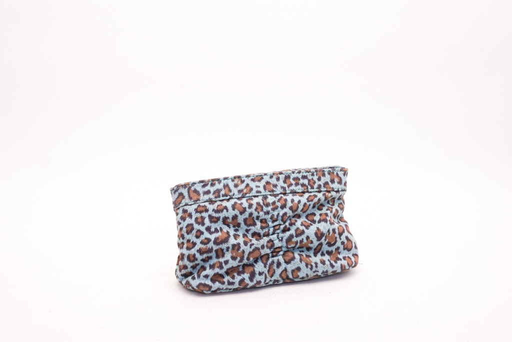 Blue Leopard Print Pouch