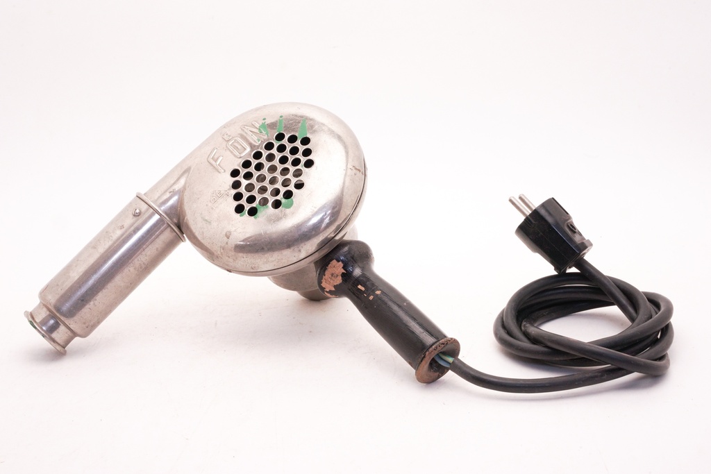 Vintage Chrome Handheld Hair Dryer with Black Handle and Power Cord
