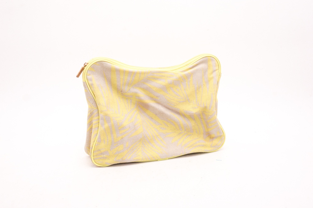 Tropical Print Yellow Zipper Pouch