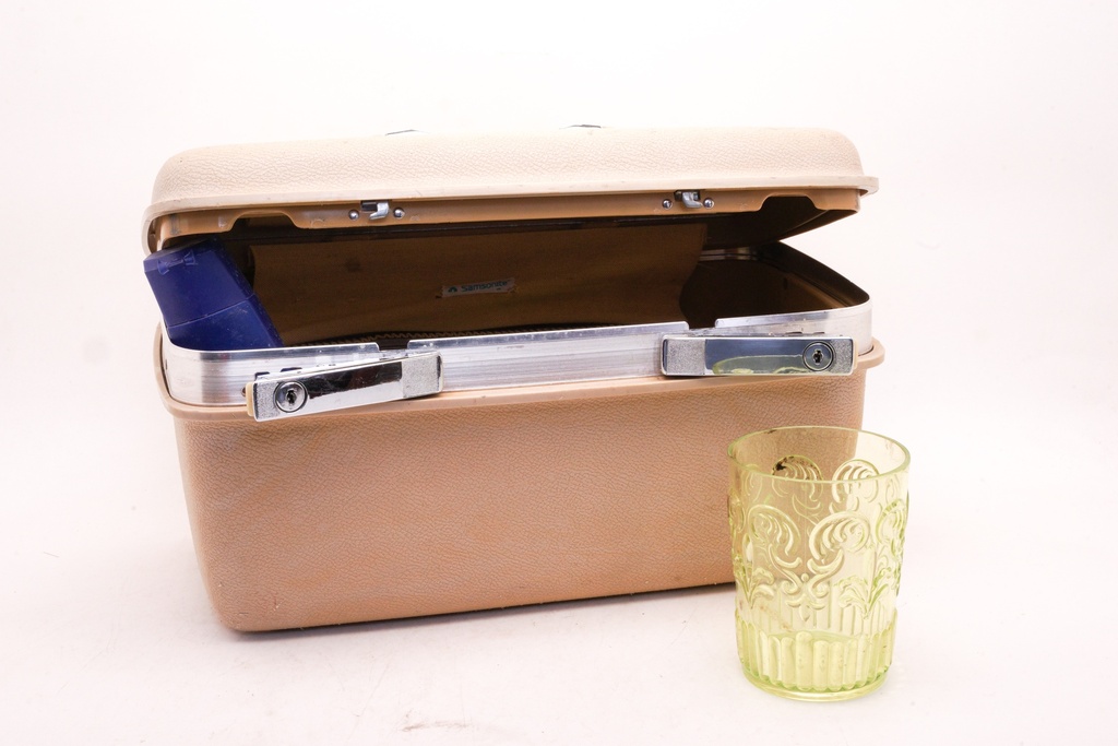 Vintage Travel Kit with Green Glass