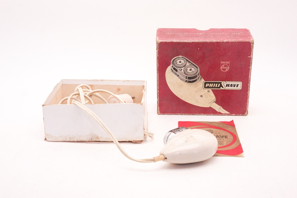 Vintage Philips Electric Shaver with Original Box and Instructions