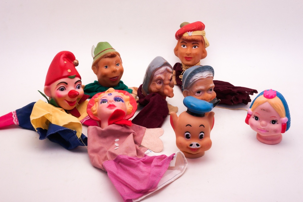 Vintage Hand Puppet Collection with Piglet Head