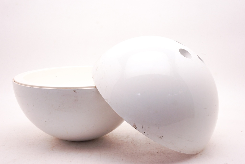 White Spherical Two-Piece Storage Bowl with Vent Holes