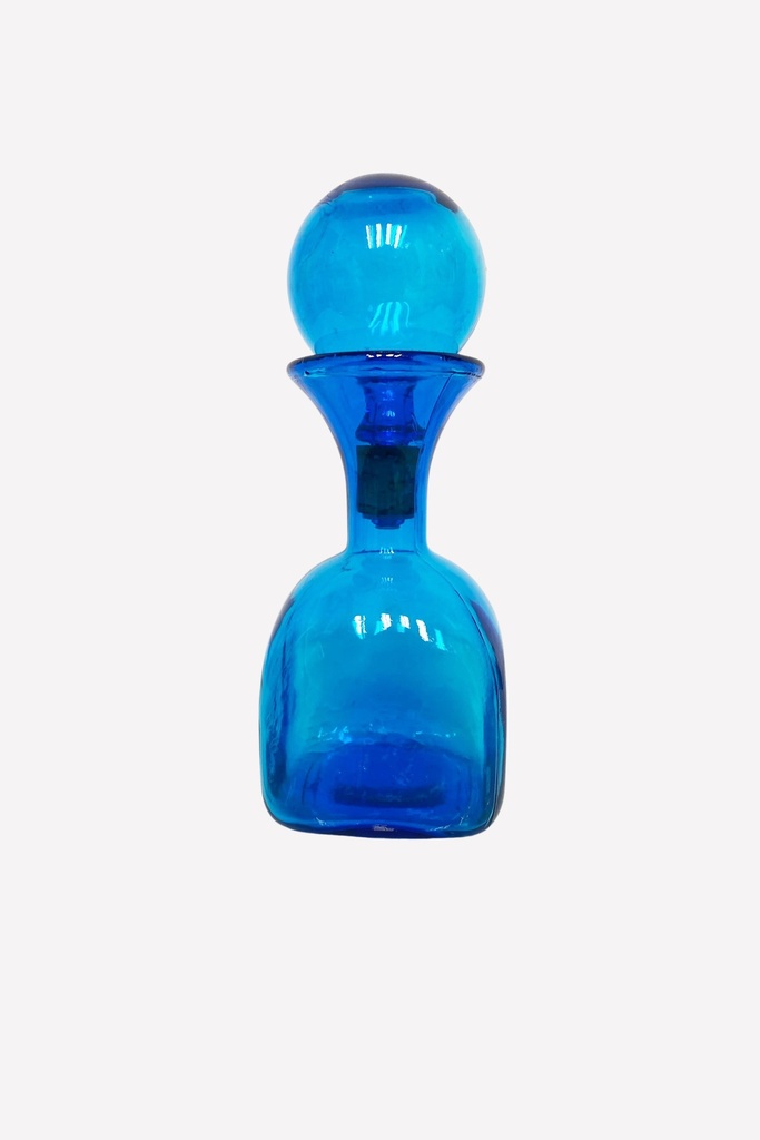 Cobalt Blue Glass Decanter with Round Stopper