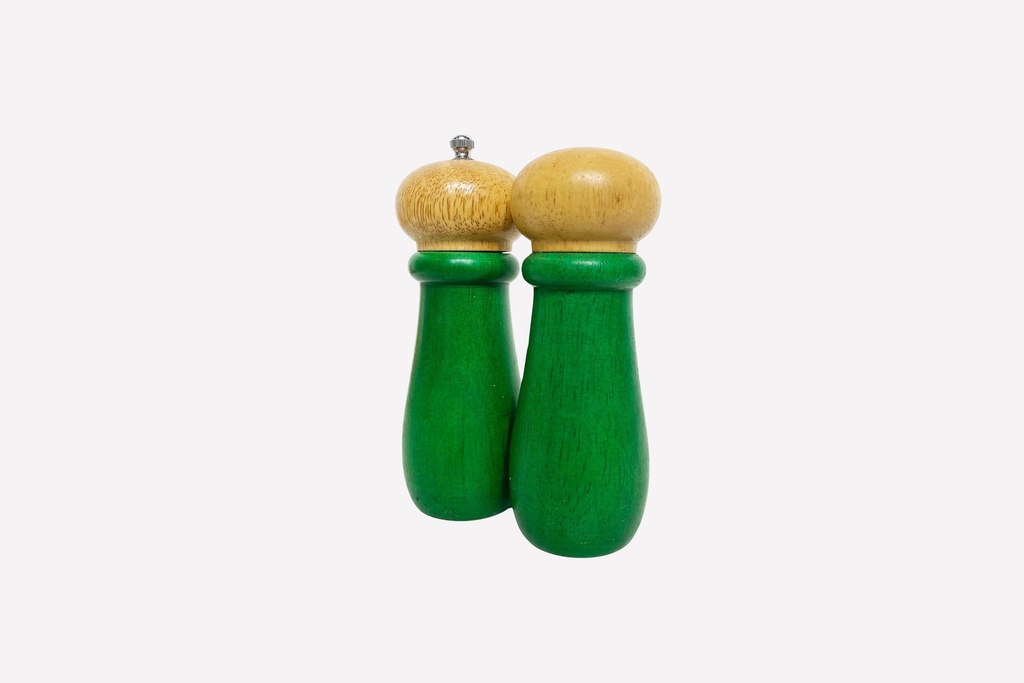 Green Wooden Salt and Pepper Shakers