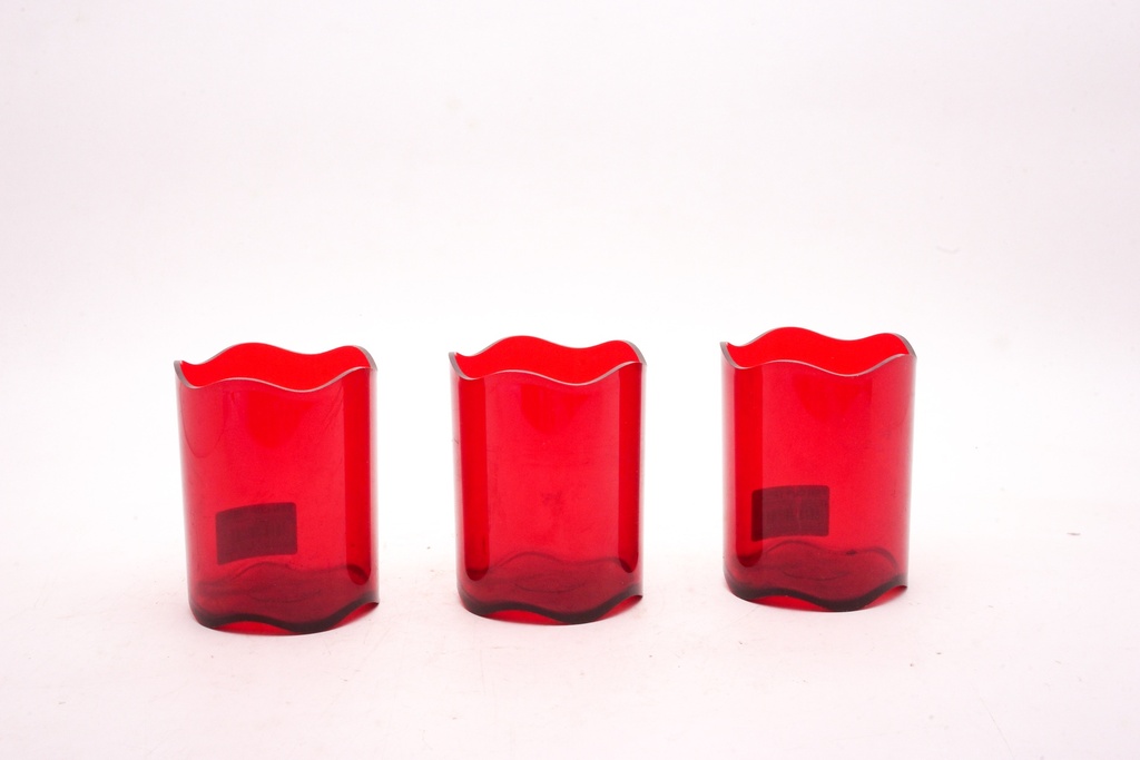 Ruby Red Scalloped Glass Candle Holders
