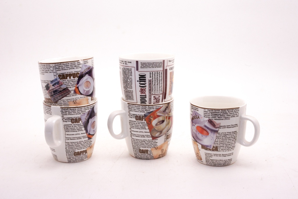 Stacked Coffee Print Mugs Set
