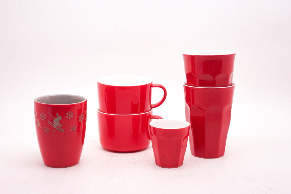 Festive Red Ceramic Mug and Cup Set