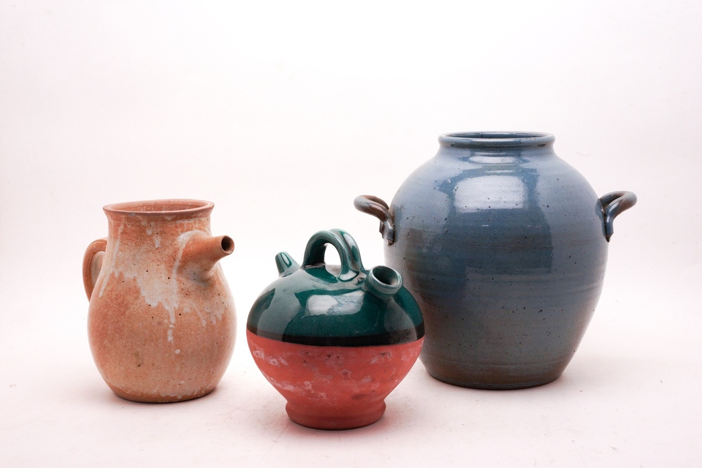 Rustic Ceramic Pitchers and Jar Set
