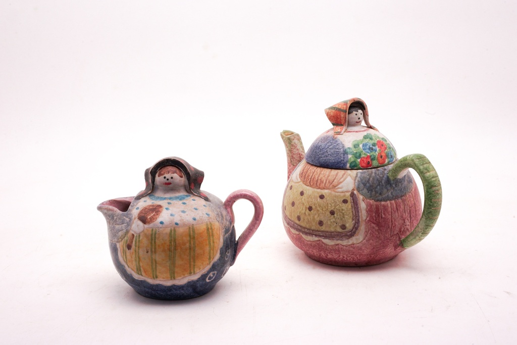Whimsical Country Cottage Teapot and Creamer Set