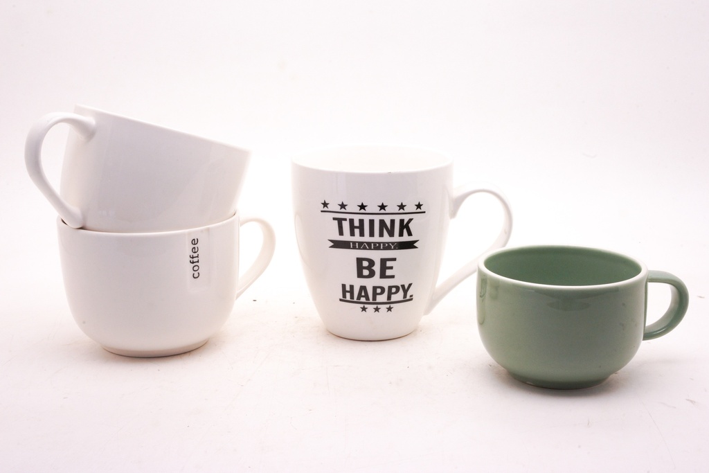 Eclectic Mug Assortment: White and Green Collection