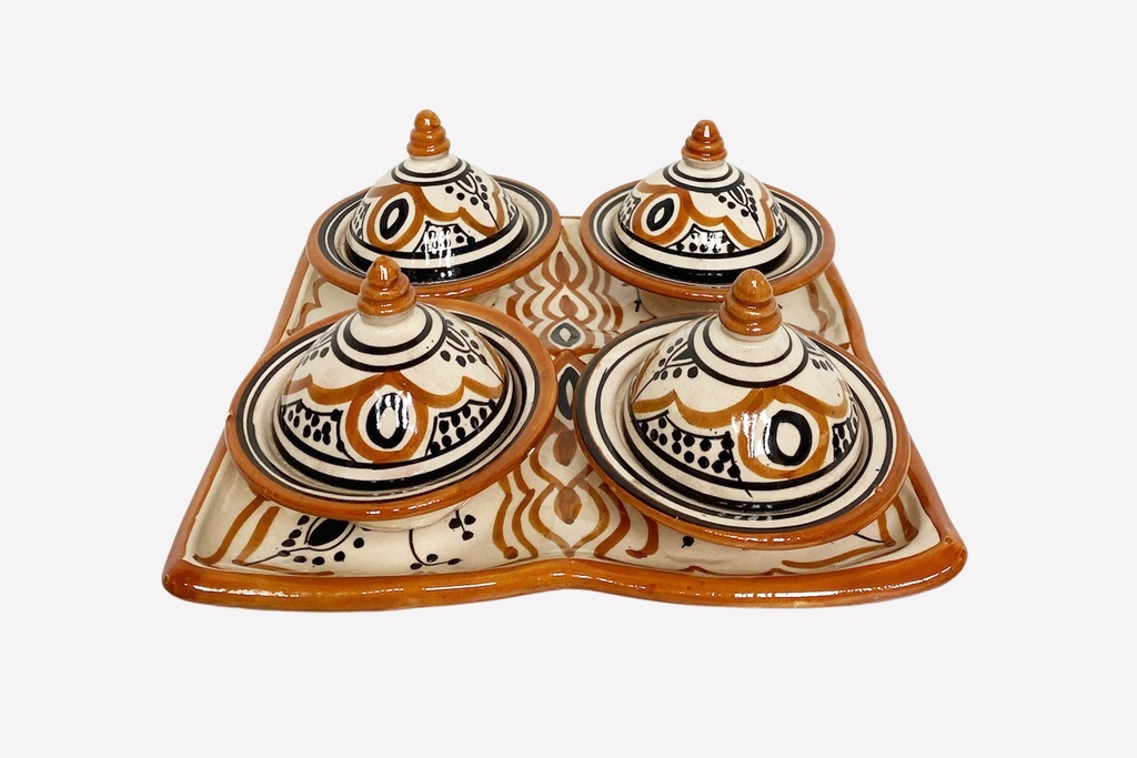 Moroccan Hand-Painted Ceramic Spice Holder Set