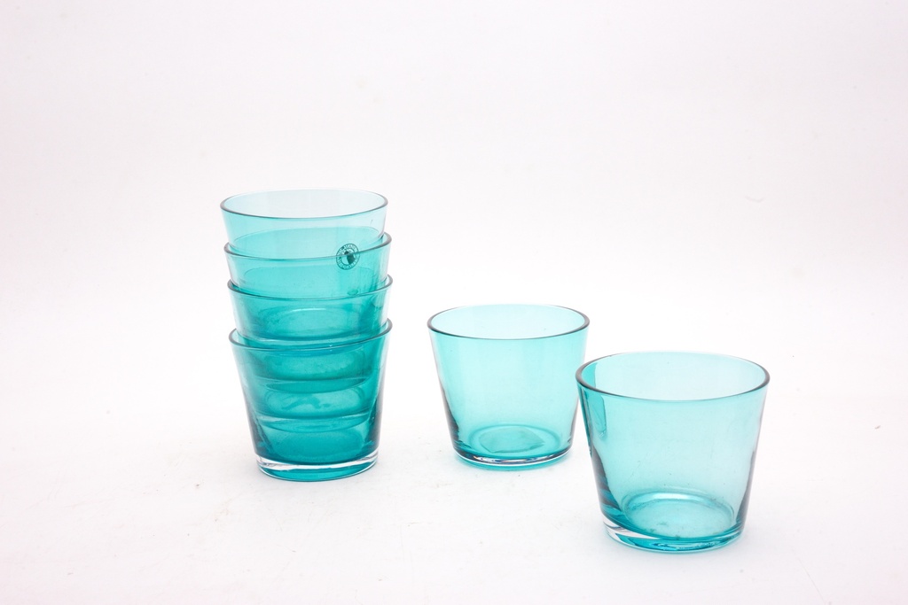 Stacked and Separate Aqua Glass Tumblers