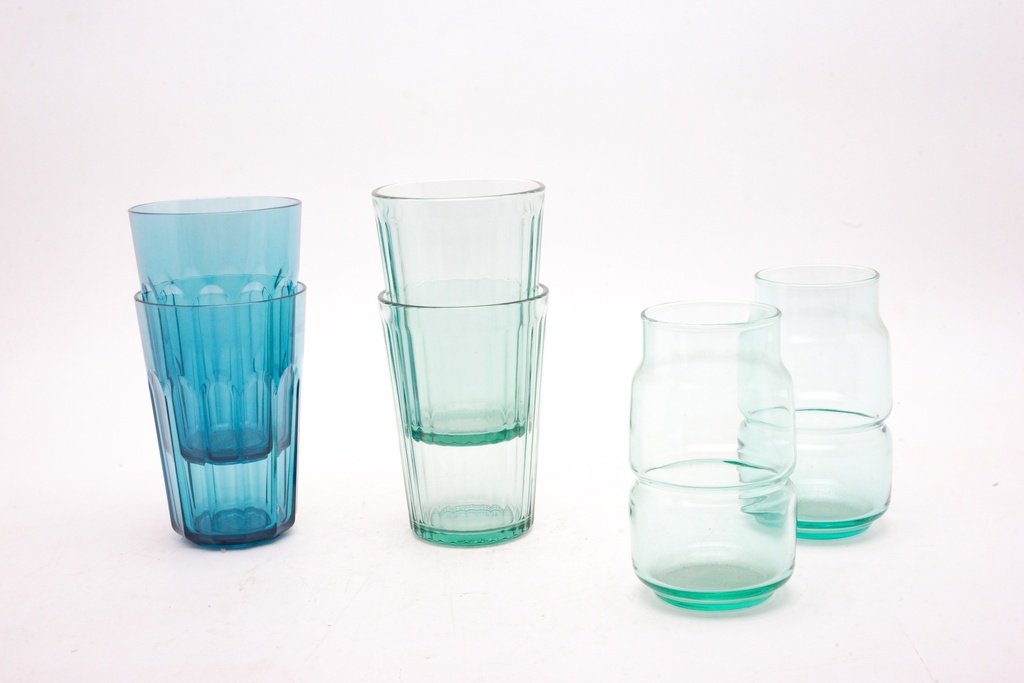 Stacked Assorted Colored Glass Tumblers