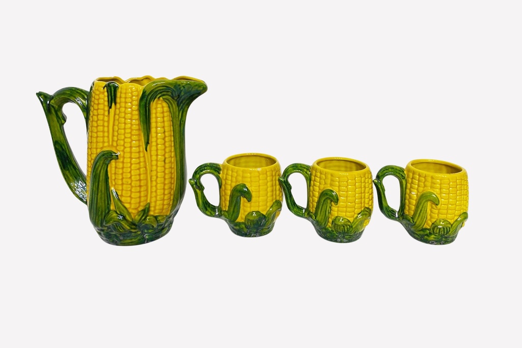 Vintage Ceramic Corn Pitcher and Mug Set