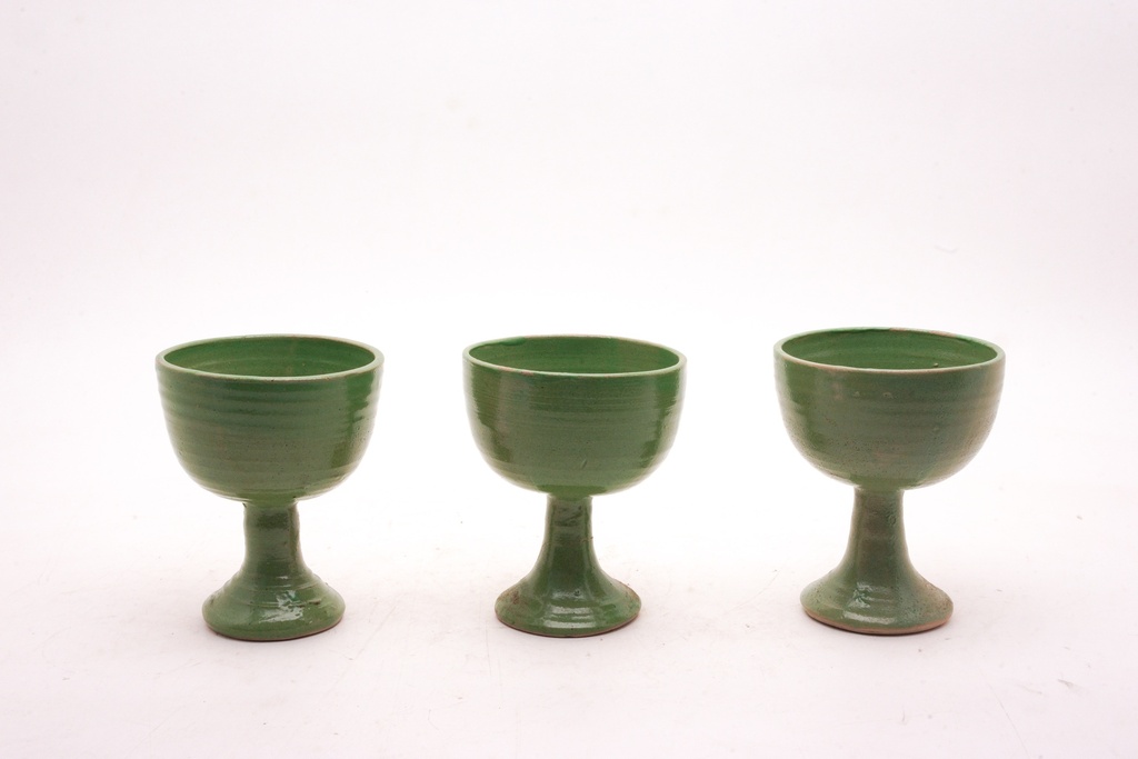 Green Ceramic Chalice Trio