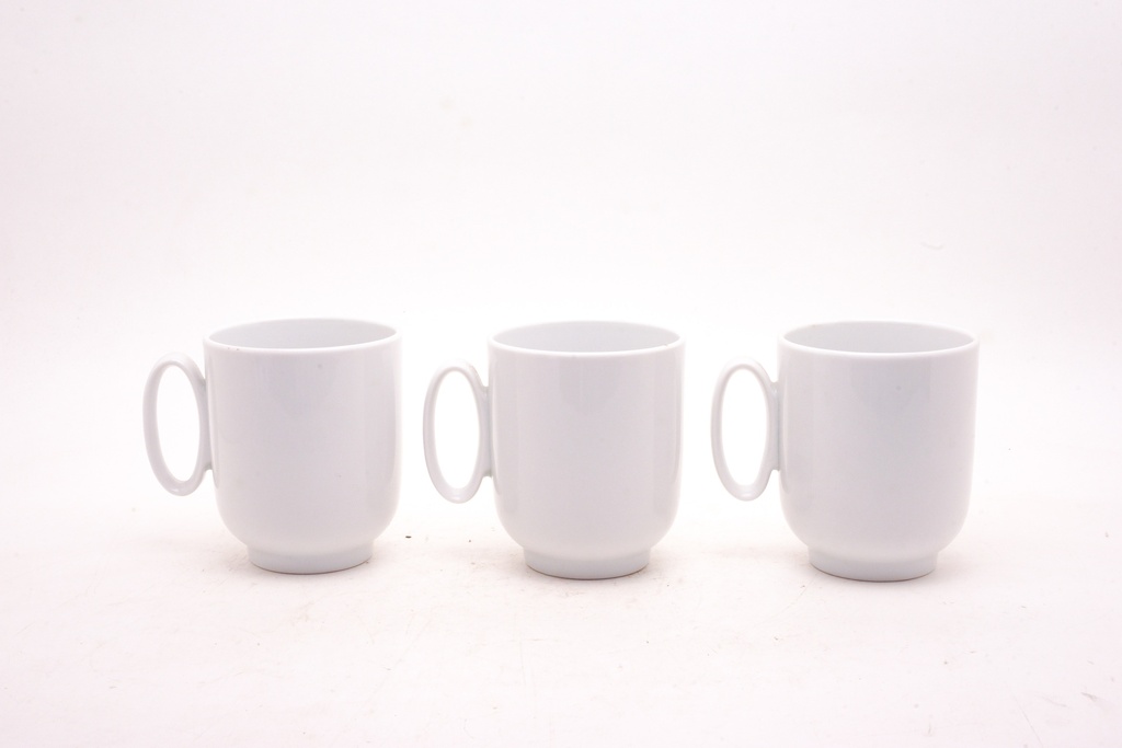 Trio of Plain White Ceramic Mugs