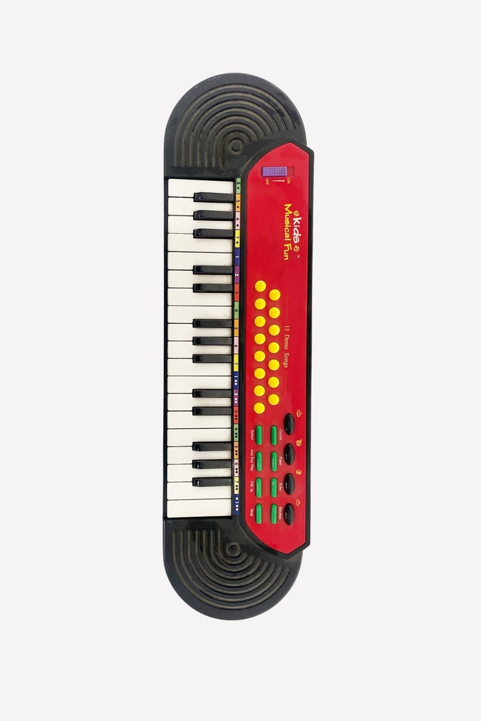 "Retro Kids' Toy Keyboard - Red and Black Design"