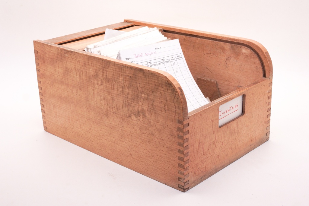 Wooden File Box with Inventory Sheets