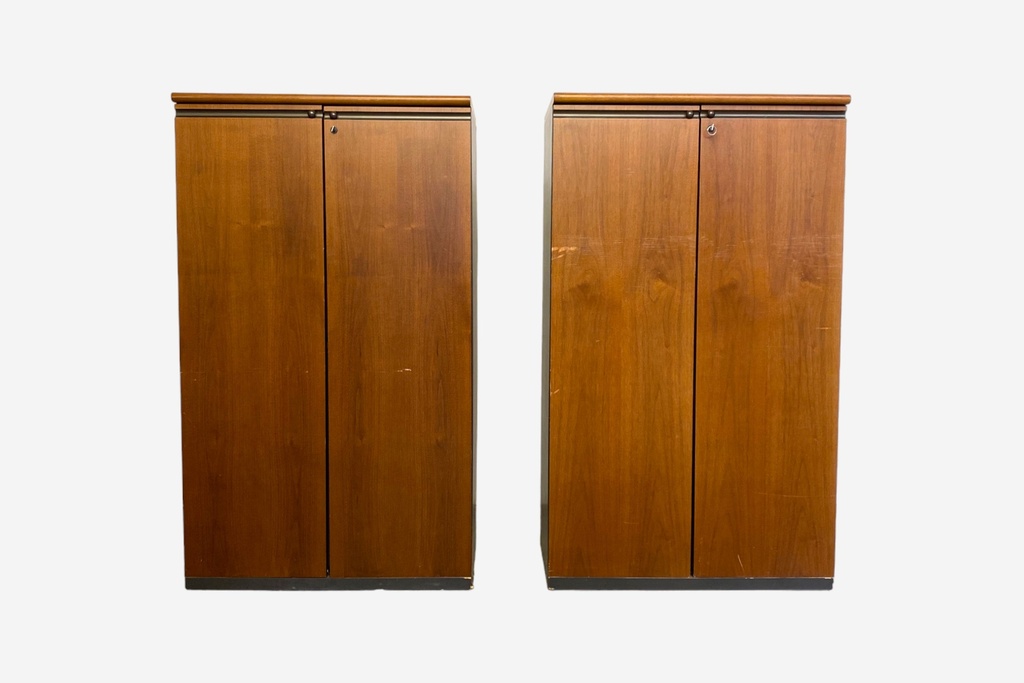 Mid-Century Modern Wooden Storage Cabinets Pair