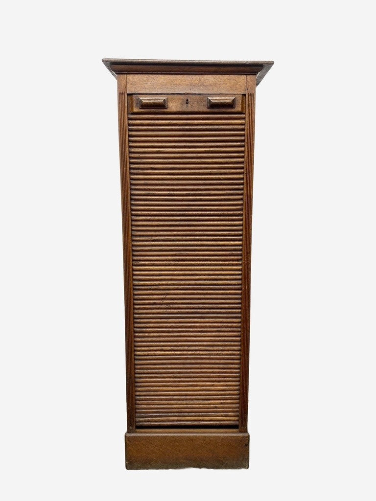 Antique Wooden Tambour Filing Cabinet