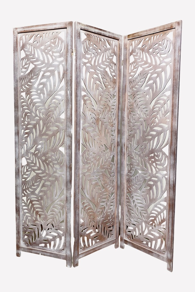 Rustic Wooden Leaf Pattern Room Divider