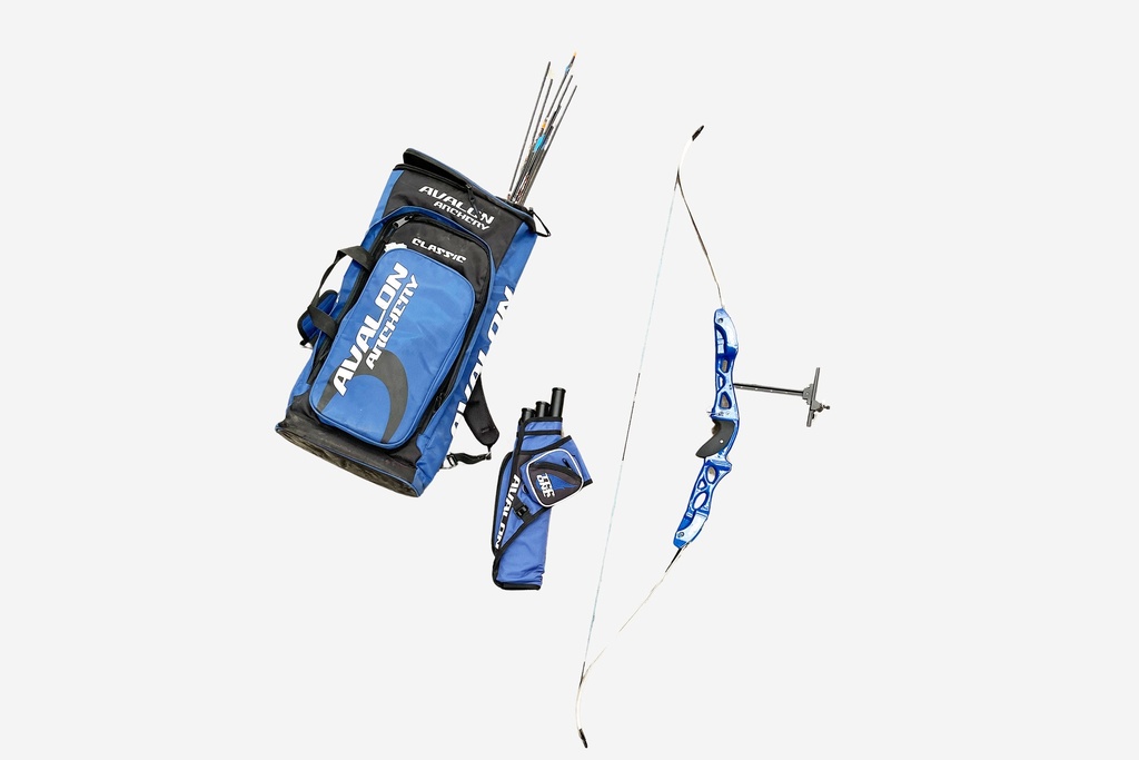 Archery Gear Set with Blue Recurve Bow and Quiver