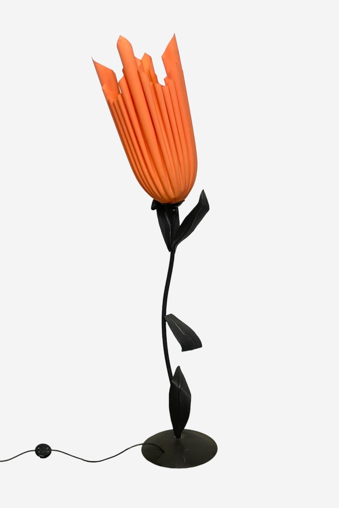Retro Tulip Floor Lamp with Orange Petal Shade