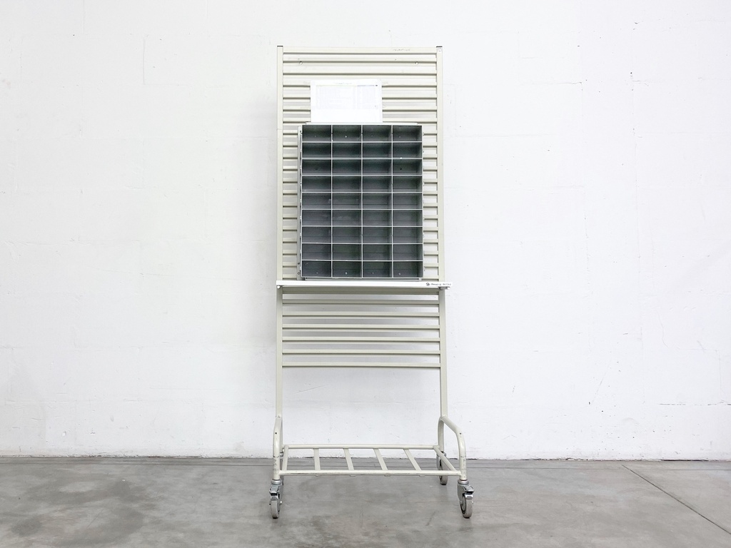 Industrial Rolling Display Rack with Grid Panel