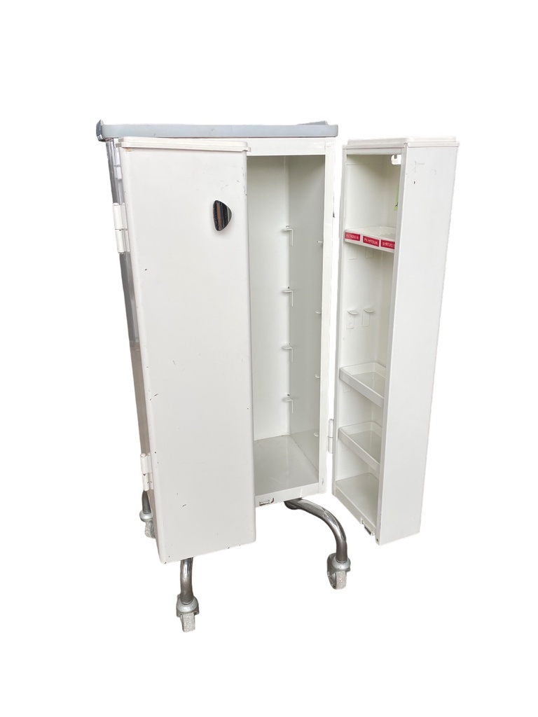 White Medical Storage Cabinet on Wheels
