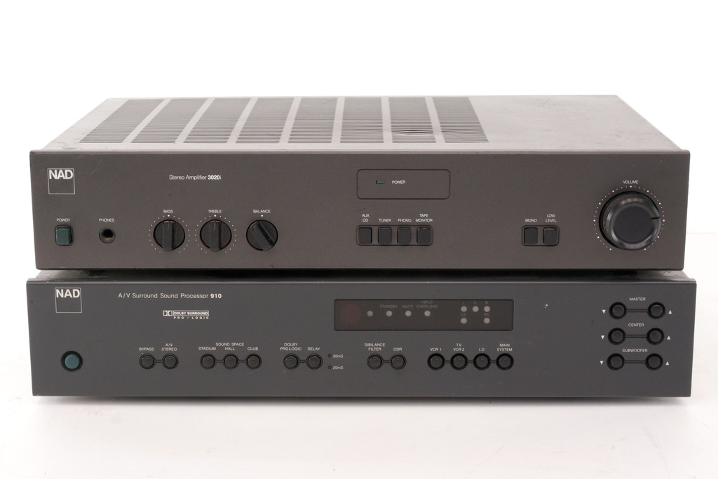Vintage NAD Audio Amplifier and Surround Sound Processor Duo