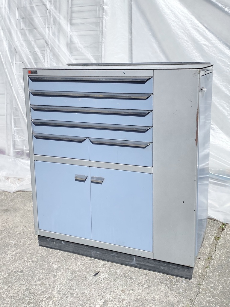 Vintage Industrial Blue Metal Tool Cabinet