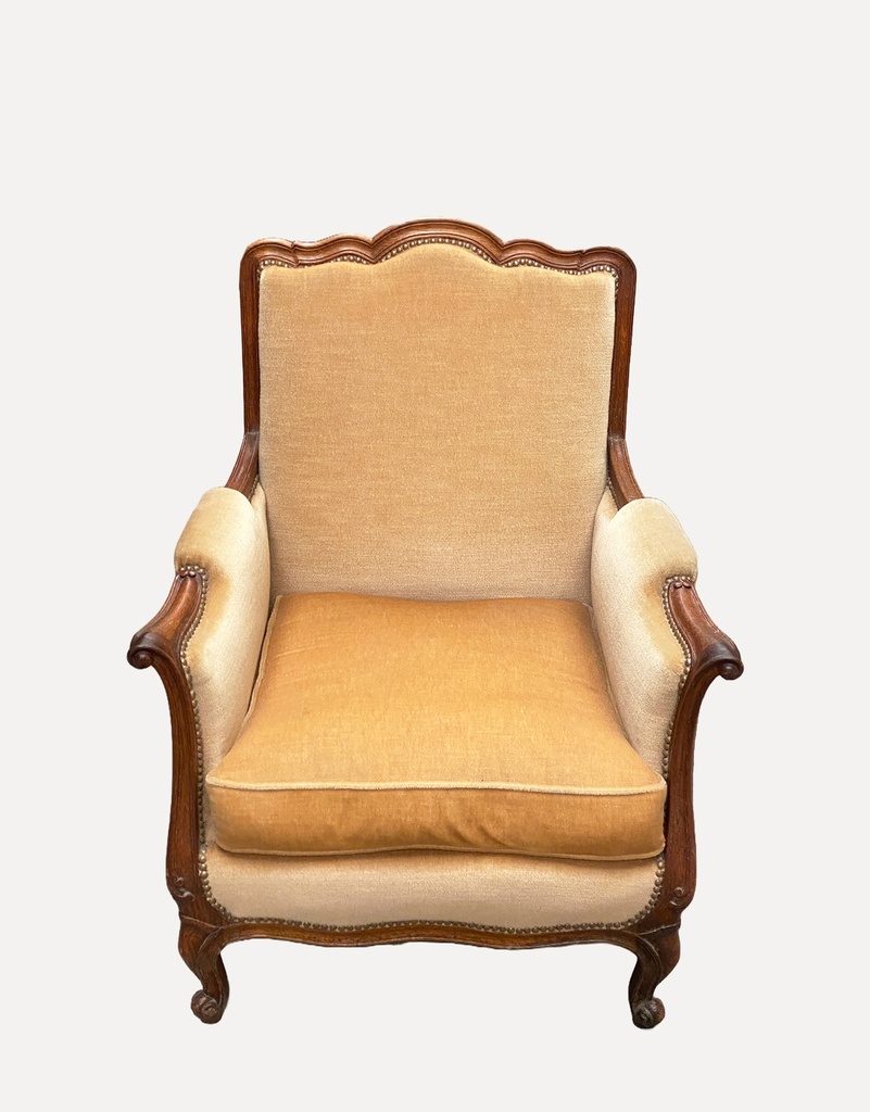 Vintage French Carved Wood Accent Chair